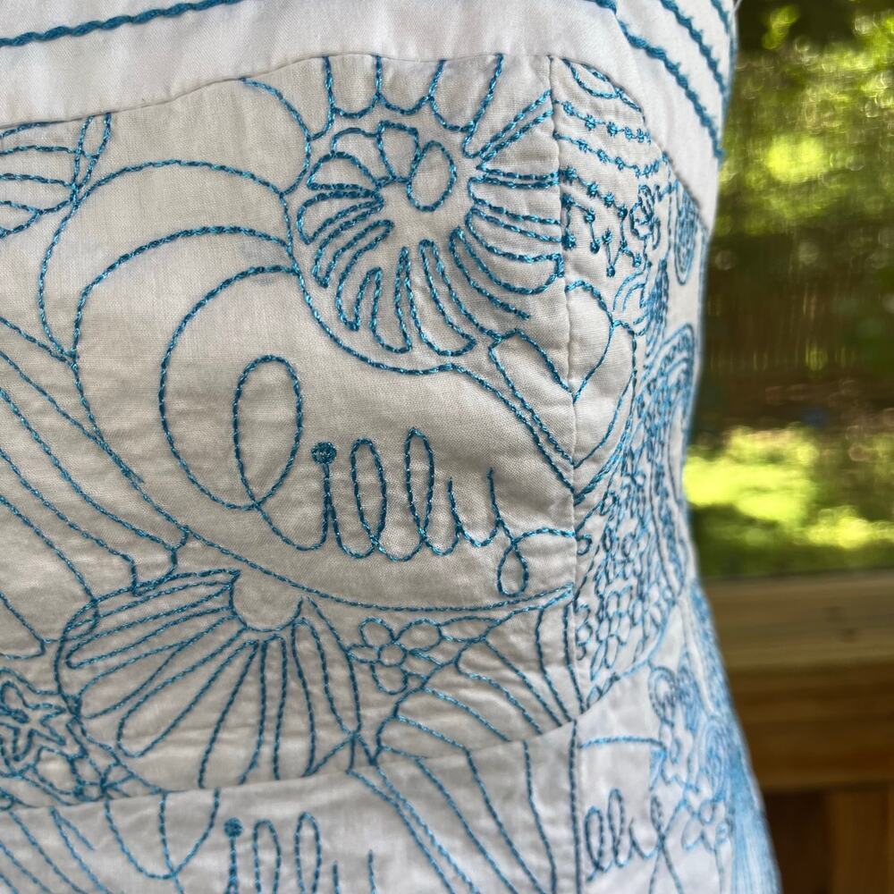 Lilly Pulitzer Women's Bowen Dress Blue & White Strapless Size 8 - Picture 6 of 11
